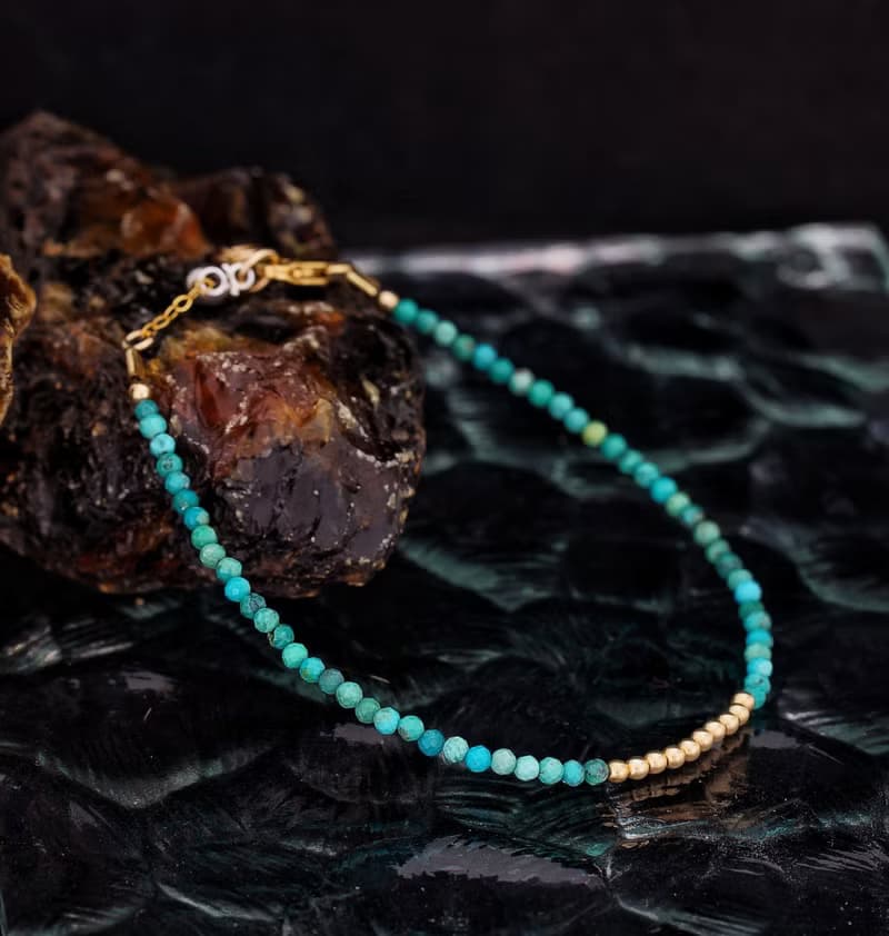 記憶合金水晶手鍊系列 非洲綠松石 14K包金 GF 手鍊