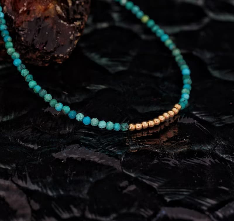 記憶合金水晶手鍊系列 非洲綠松石 14K包金 GF 手鍊