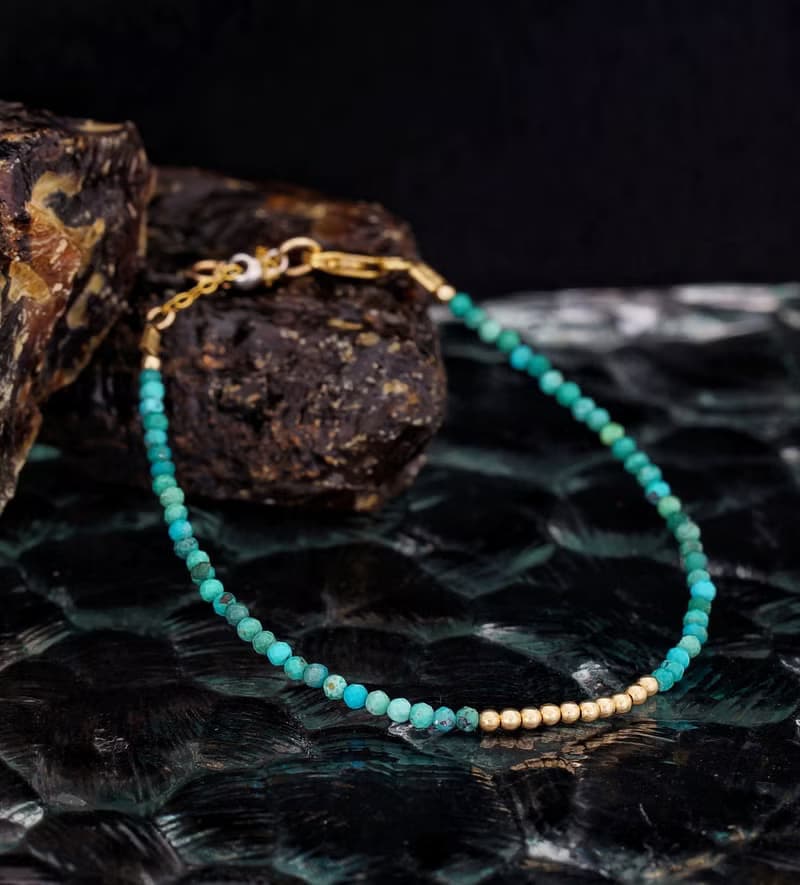 記憶合金水晶手鍊系列 非洲綠松石 14K包金 GF 手鍊