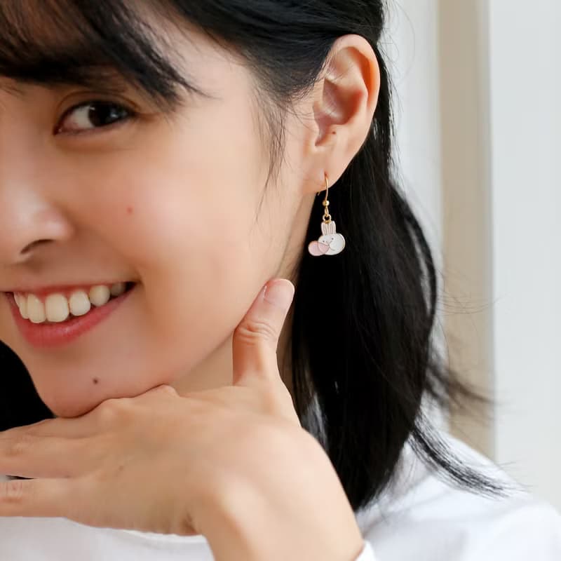 兔子 貓咪  吹泡泡 生日禮物 夾式耳環 生肖 兔