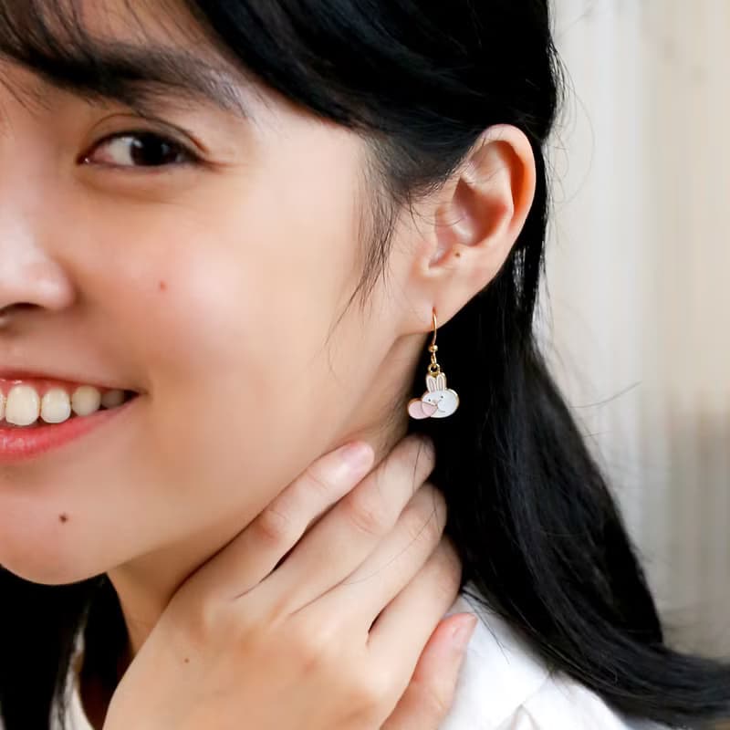兔子 貓咪  吹泡泡 生日禮物 夾式耳環 生肖 兔