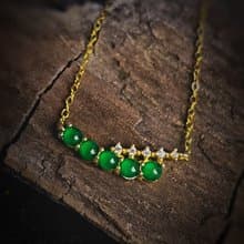 |發光陽綠|A貨翡翠冰玻放光陽綠蛋面3+mm純銀鍍18k精緻多顆項鍊