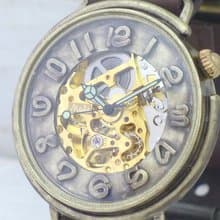 BAM044 自動巻きBrass特大サイズ42mm 立体数字インデックス 手作り腕時計 Hand Craft Watch BAM044