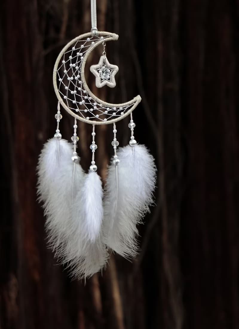 月夜星耀丨生日禮物 Dreamcatcher 手工編織 捕夢網丨掛飾-星空銀