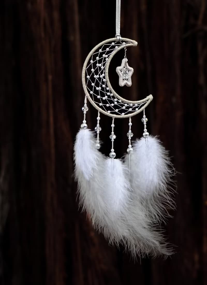 月夜星耀丨生日禮物 Dreamcatcher 手工編織 捕夢網丨掛飾-星空銀