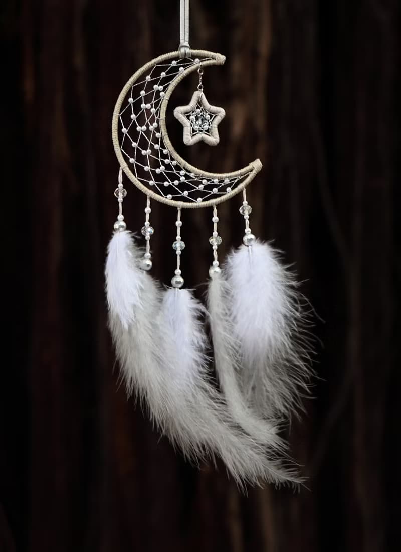 月夜星耀丨生日禮物 Dreamcatcher 手工編織 捕夢網丨掛飾-星空銀