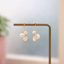 初綻放 珍珠耳環 可改夾式 天然巴洛克