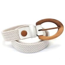 Wood Belt Yellowstone Clever 317 - Walnut Wood White Braided Cotton Belt