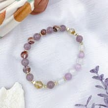 輝夜姬物語 / 黃水晶 紅膠花 紫馬粉 紫鋰輝 月光石 水晶手鍊