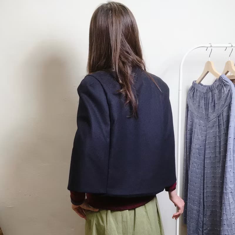 小立領西裝斗篷 深海藍