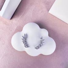 羽毛耳環/ 925 純銀鍍18K白金/ 方晶鋯石