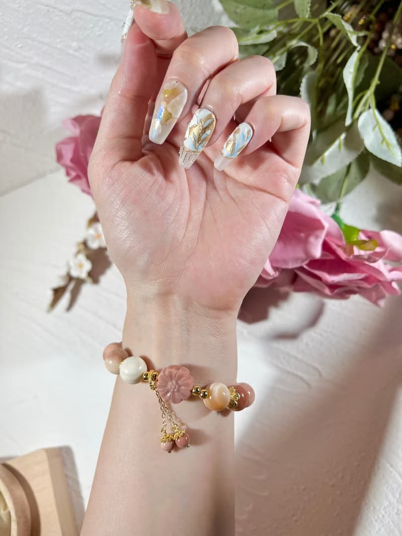 阿拉善瑪瑙千層蜜桃腮紅 手鍊 女財神扎基拉姆(已結緣)可訂製同款