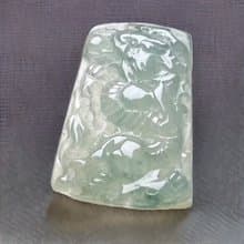 冰種油青翡翠懷古龍牌 | 天然緬甸玉A貨翡翠 | 送禮