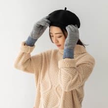 毛線加絨觸控手套-純色 針織手套 毛線手套