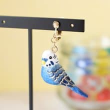 和紙アクセサリー　イヤリング/ピアス　セキセイインコ　ブルー系　インコ　鳥　飼い鳥