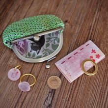 NEW*若草/零錢包S 京都匠人【高級和服紬】口金 仙女般的薄荷糖綠