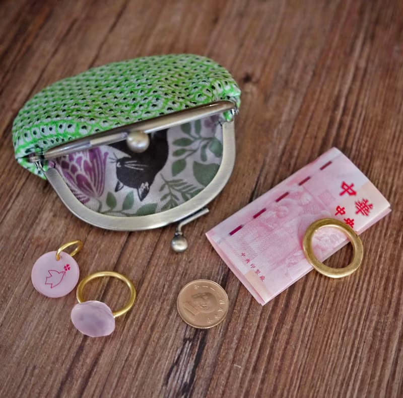NEW*若草/零錢包S 京都匠人【高級和服紬】口金 仙女般的薄荷糖綠