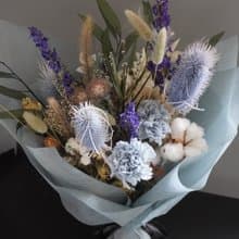 藍色母親節康乃馨乾燥永生花束