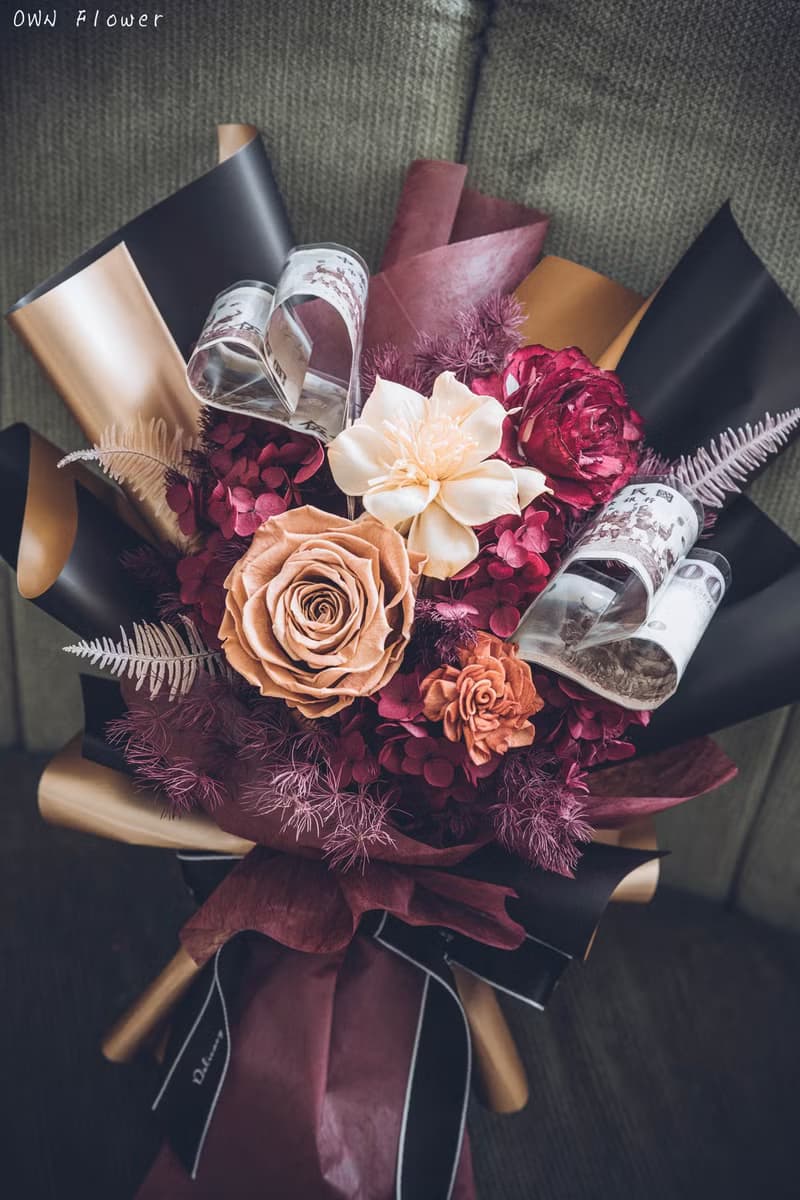 鈔票花束/有錢花/紙鈔花束/錢花花束/生日禮物/情人節禮物/不凋花