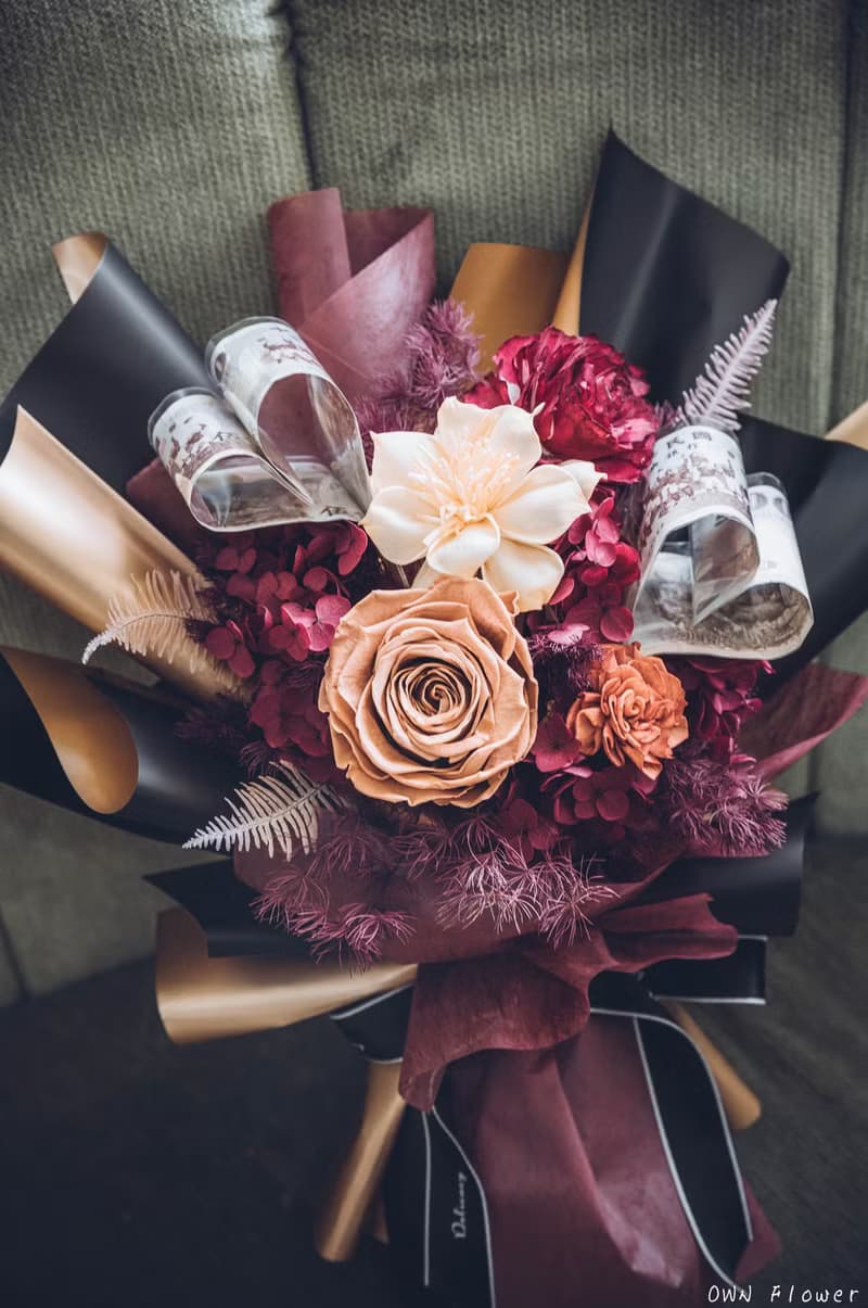 鈔票花束/有錢花/紙鈔花束/錢花花束/生日禮物/情人節禮物/不凋花