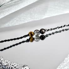 守護 - 醫療鋼/黃虎眼石/黑髮晶/銀曜石/雙圈蠟線祈願開運手鍊