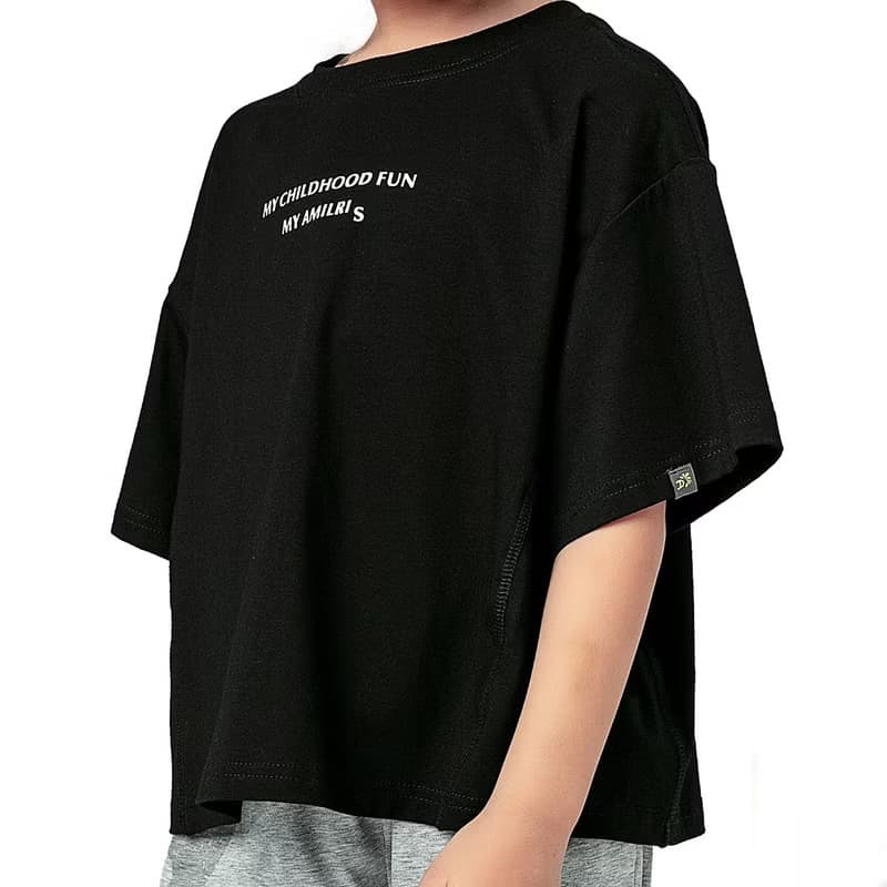 BIR 字母印花寬版棉T 白/黑