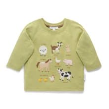 澳洲Purebaby有機棉男童裝長袖上衣12M~5T 棕櫚綠