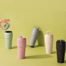 【WOKY沃廚】渾圓杯 770ml (9色可選)-附彈跳&矽膠粗吸管