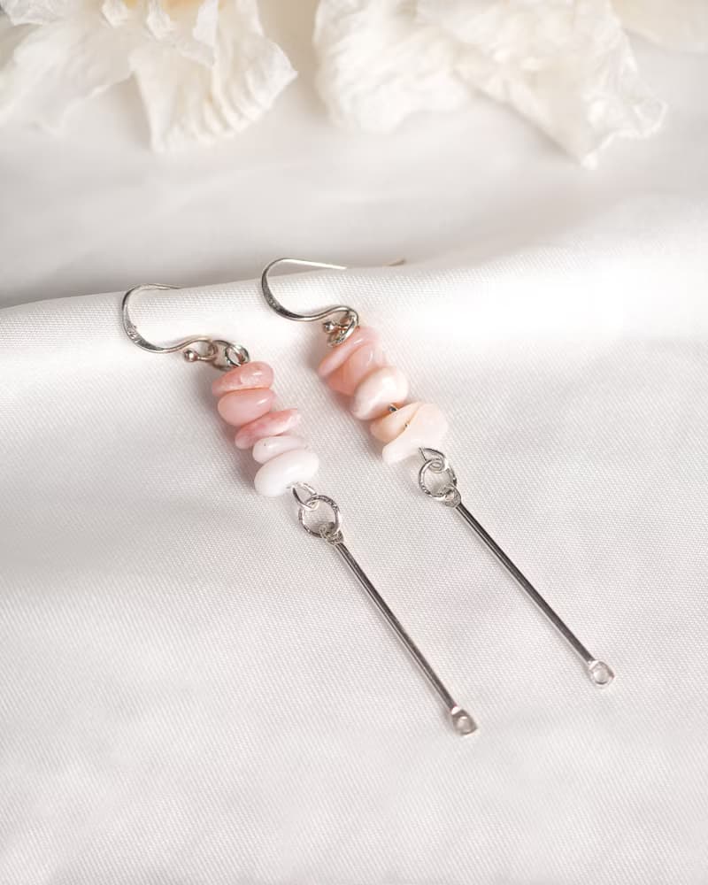Pink Opal Earrings, 925 Sterling Silver, Taurus, Birthstone, Mother's Day Gift