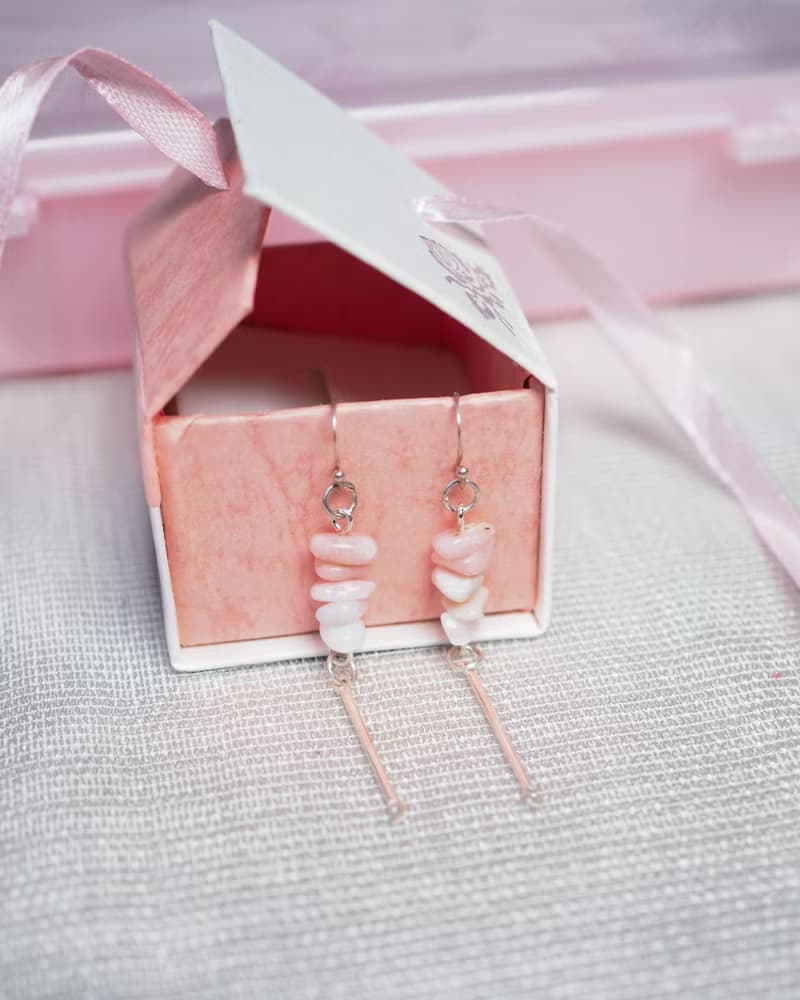 Pink Opal Earrings, 925 Sterling Silver, Taurus, Birthstone, Mother's Day Gift