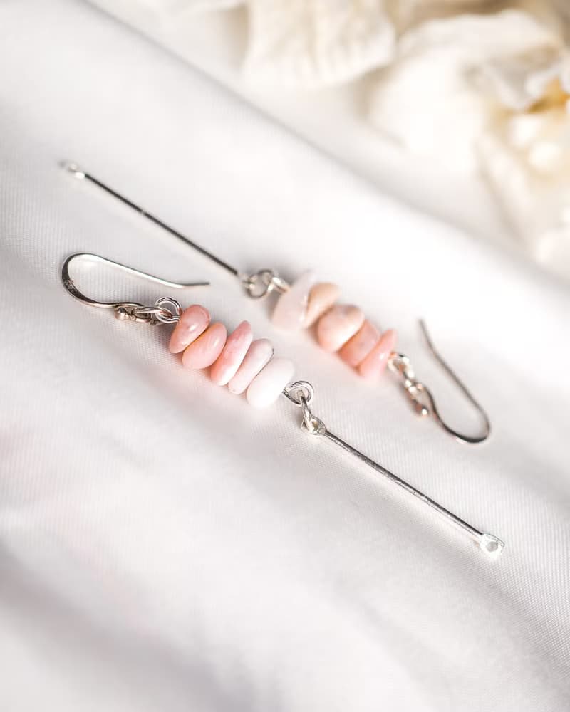 Pink Opal Earrings, 925 Sterling Silver, Taurus, Birthstone, Mother's Day Gift