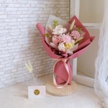 永生花束/母親節花束/乾燥花/不凋花/康乃馨/莓粉色/暖色系/母親
