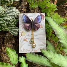 耳環 紫斑蝶 刺繡 蝴蝶 台灣 珍珠 耳夾 禮物  禮盒 情人節