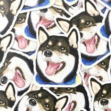 水彩插畫小動物 - 柴犬 PVC防水貼紙 (霧面) 行李箱貼紙 電腦貼