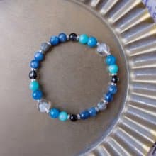 純銀 ∣ 藍晶石 磷灰石 天河石 天然石手鍊