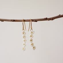 串珠耳飾_迷你小花串/珍珠白/beading earing
