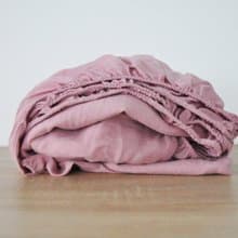 Rose pink linen fitted sheet / Softened linen bed sheet / Deep pocket