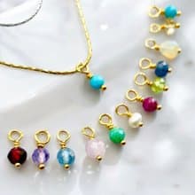 華奢な0.6mmチェーン 誕生石　ネックレス/選べる 天然石 つけっぱなし OK /316L サージカルステンレス 金属アレルギー対応/防過敏　項鍊　生日石