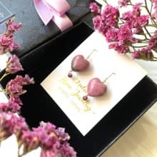 最後二對 14KGF 薔薇輝石 愛心耳環 / 情人節 / 耳夾