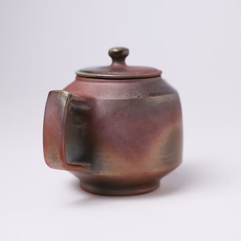 明芽窯 | 柴燒紫金後手壺 紫紅 金 一壺兩杯 蒐藏 茶壺 茶杯 H11