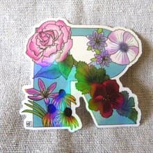 字母R - 極光花卉植物字母防水貼紙