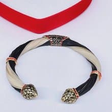 Black&White Body Real Elephant Tail Hair Bangle Silver Enamelled Sukhothai