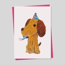 手繪動物卡片 臘腸狗 萌寵 犬 生日卡片 萬用卡(附信封)