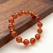 【巨蟹獅子座|7月】紅瑪瑙簡約鍍銀手鏈 正面能量 鎮定自信 睡眠