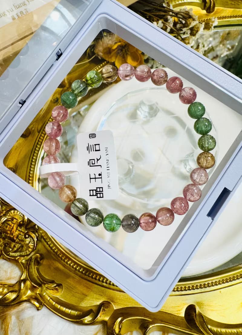 精品春天仙女色彩碧璽6.5mm12g高頻磁場旺夫石電氣石