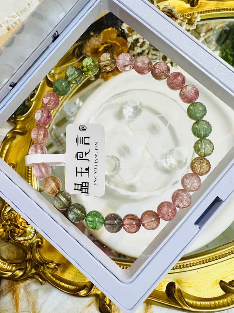 精品春天仙女色彩碧璽6.5mm12g高頻磁場旺夫石電氣石