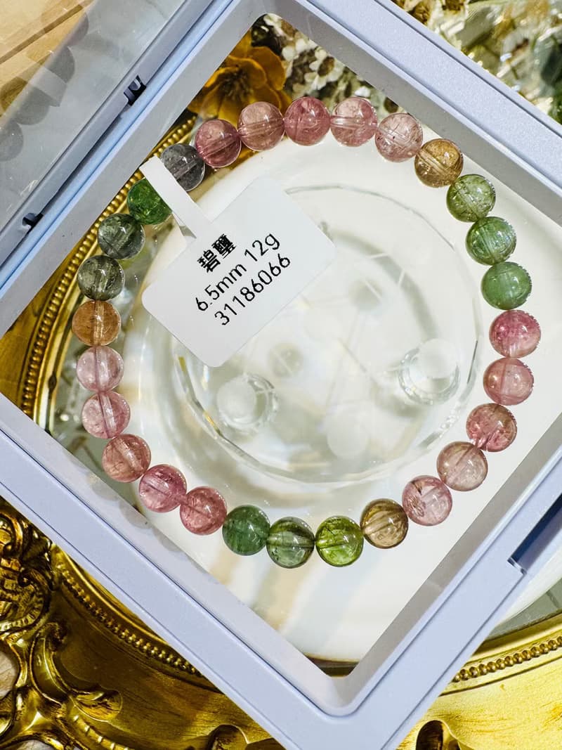 精品春天仙女色彩碧璽6.5mm12g高頻磁場旺夫石電氣石