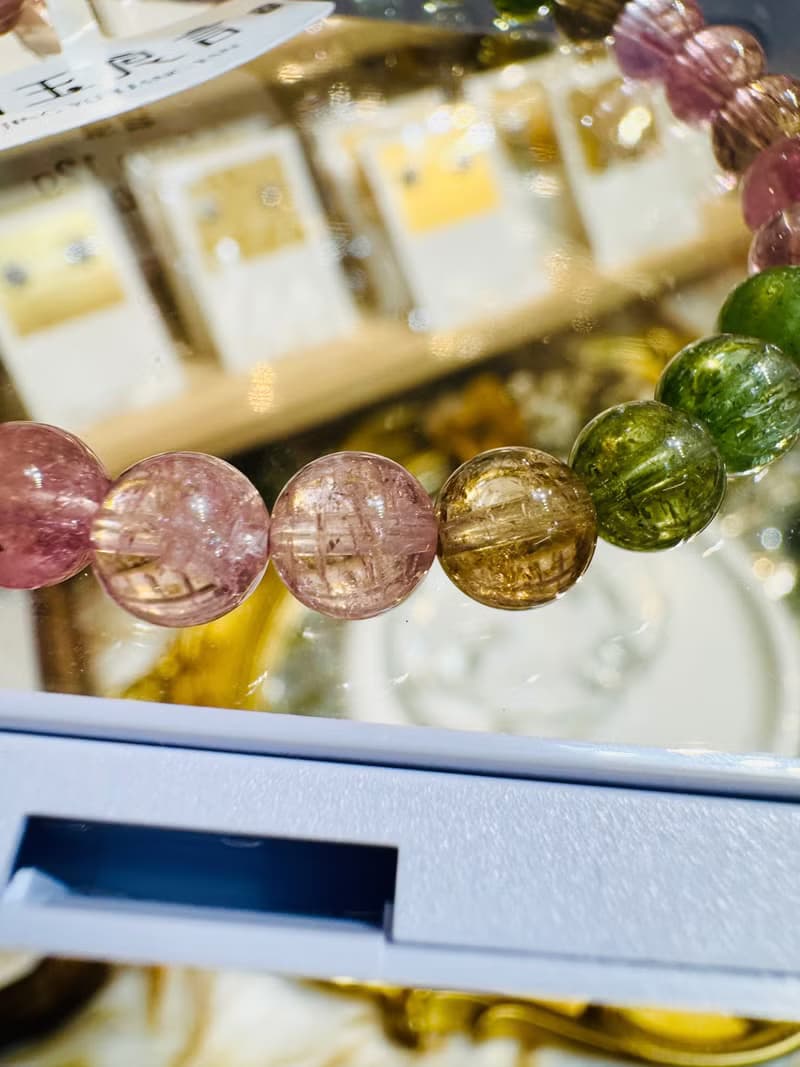 精品春天仙女色彩碧璽6.5mm12g高頻磁場旺夫石電氣石