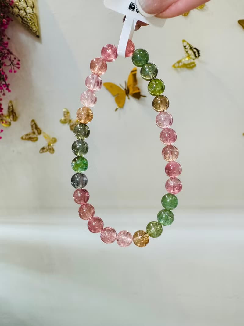 精品春天仙女色彩碧璽6.5mm12g高頻磁場旺夫石電氣石