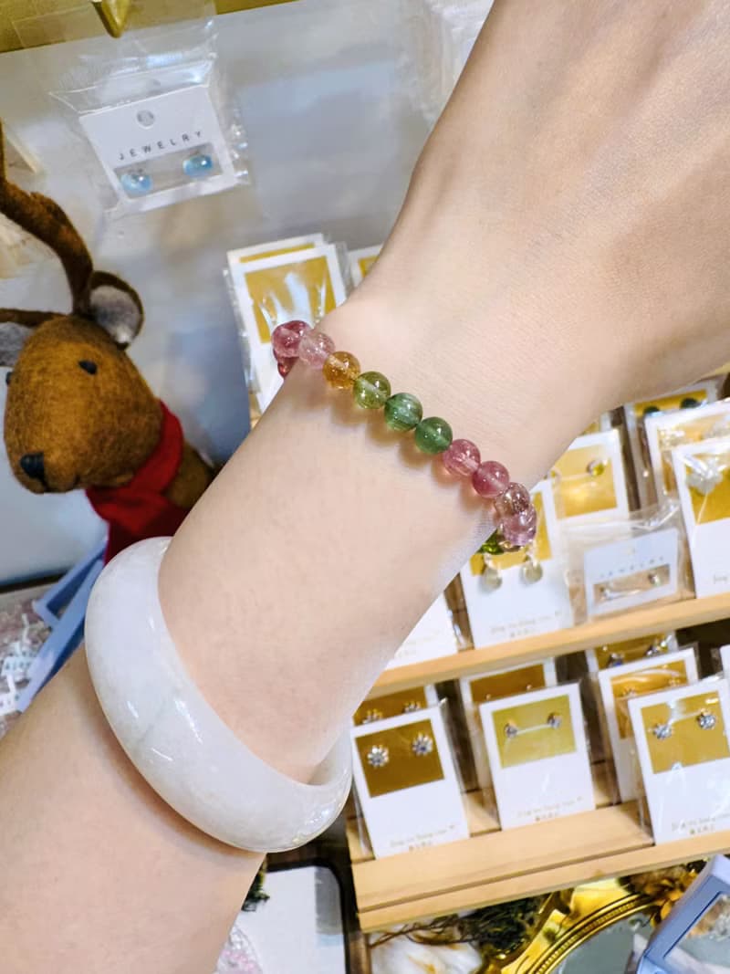 精品春天仙女色彩碧璽6.5mm12g高頻磁場旺夫石電氣石